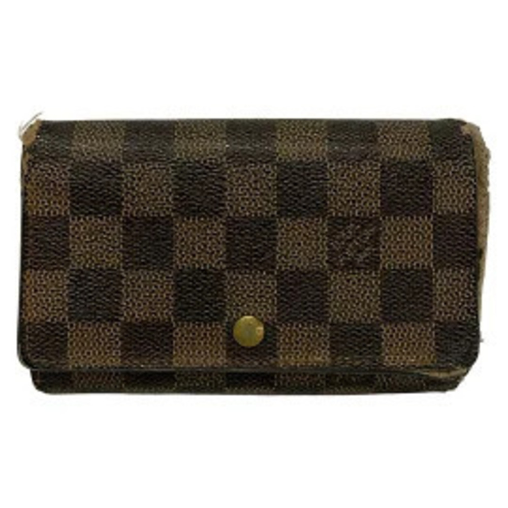 LOUIS VUITTON Porte Monnaie Billet Tresor Bi fold Wallet Ebene Brown Leather